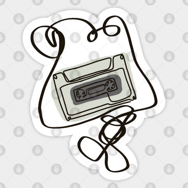 Cassette minimalist line art Sticker by SwasRasaily